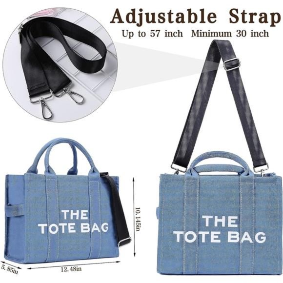 Canvas Tote Bags for Women Handbag Tote Purse with Zipper Canvas Crossbody Bag - Picture 2 of 6